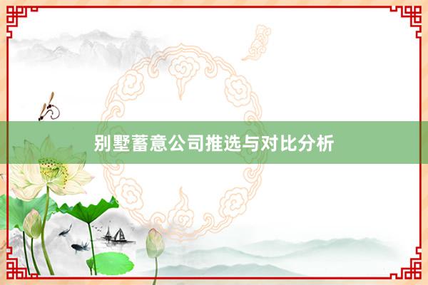 别墅蓄意公司推选与对比分析